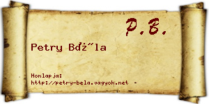 Petry Béla névjegykártya